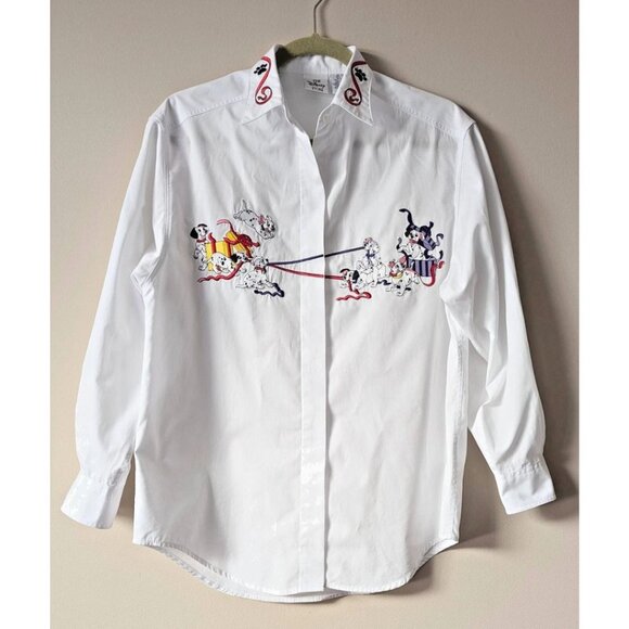 Vintage Disney Embroidered Mens Womens Unisex Shirt 101 Dalmatians White Size S - Picture 1 of 6